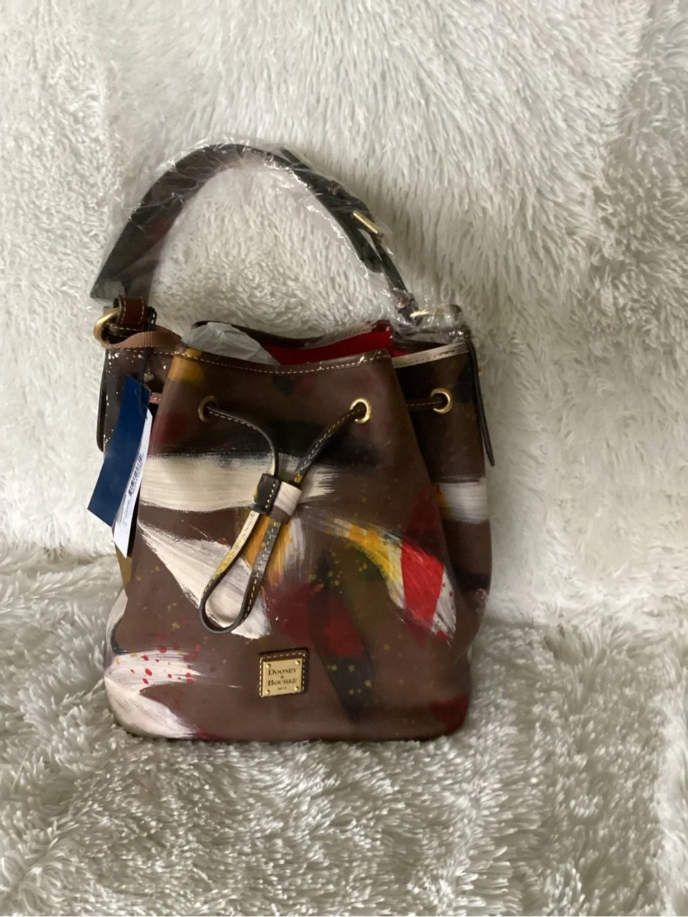 Dooney & Bourke Brown Tmoro Dipinta leather Drawstring Bag